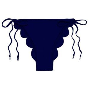 NWOT Seafolly Petal Edge Brazilian Size Tie Bikini Bottom in Navy Sz. 4
